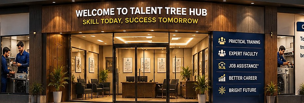 Talent Tree Hub के students practical training करते हुए